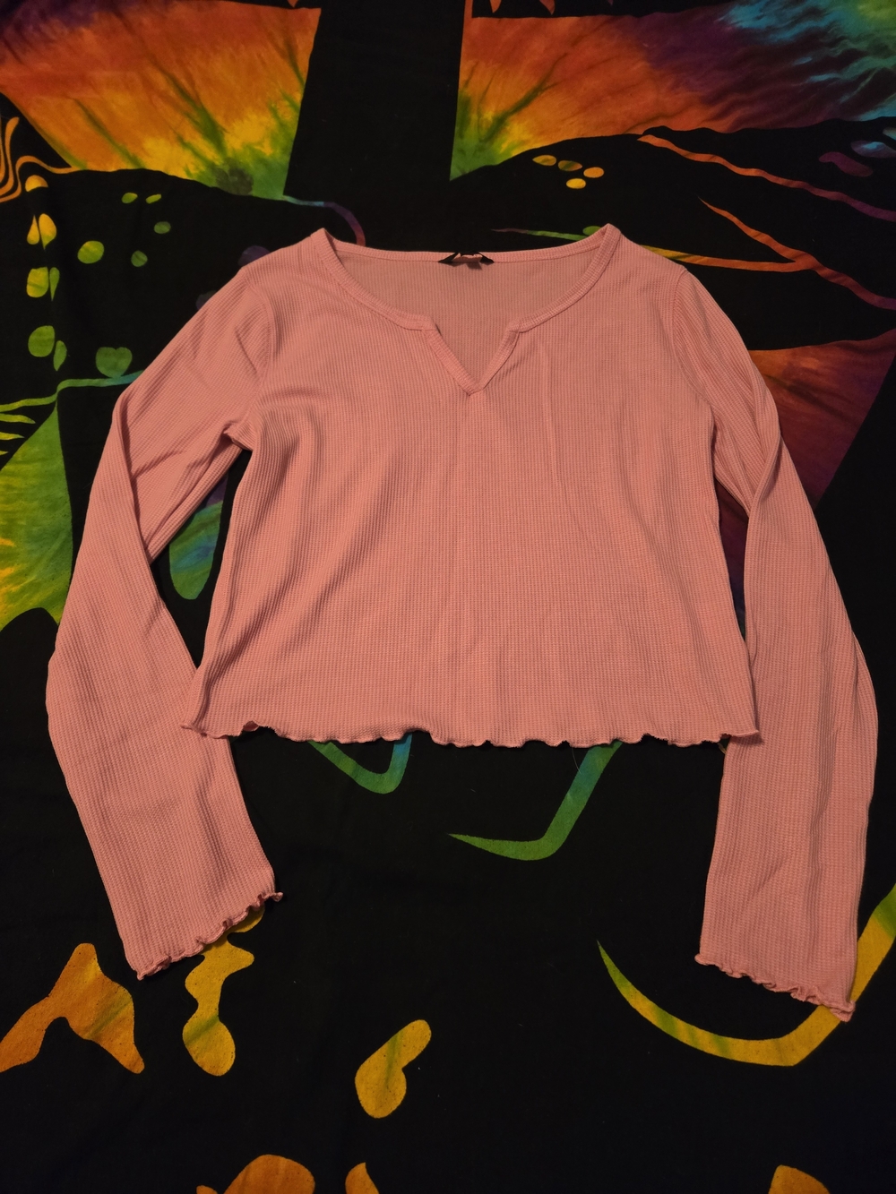 NOBO Pink V-Notch Long Sleeve Top L